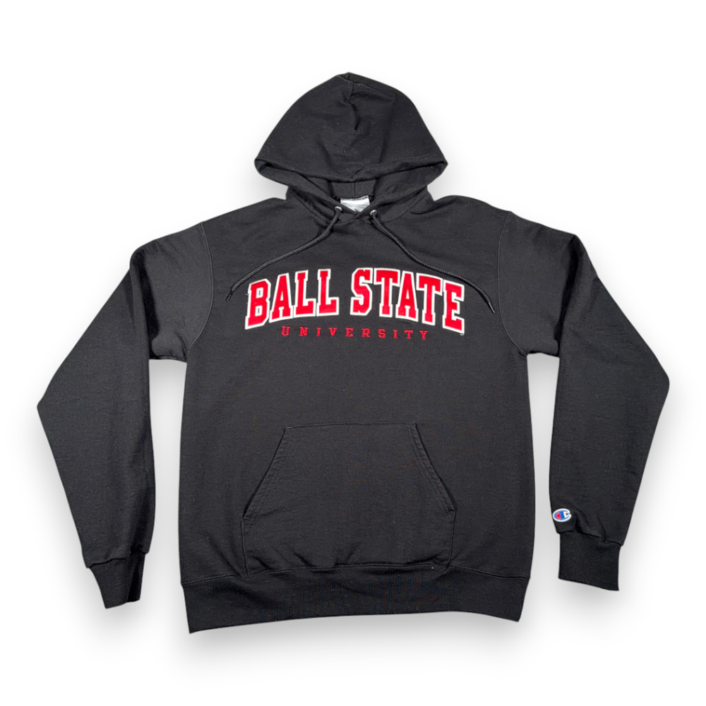 Ball State University Sweater Adult MEDIUM Black Hoodie Stitched Champion